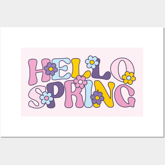 Hello Spring, Retro Flowers Wall Art by Just a Cute World